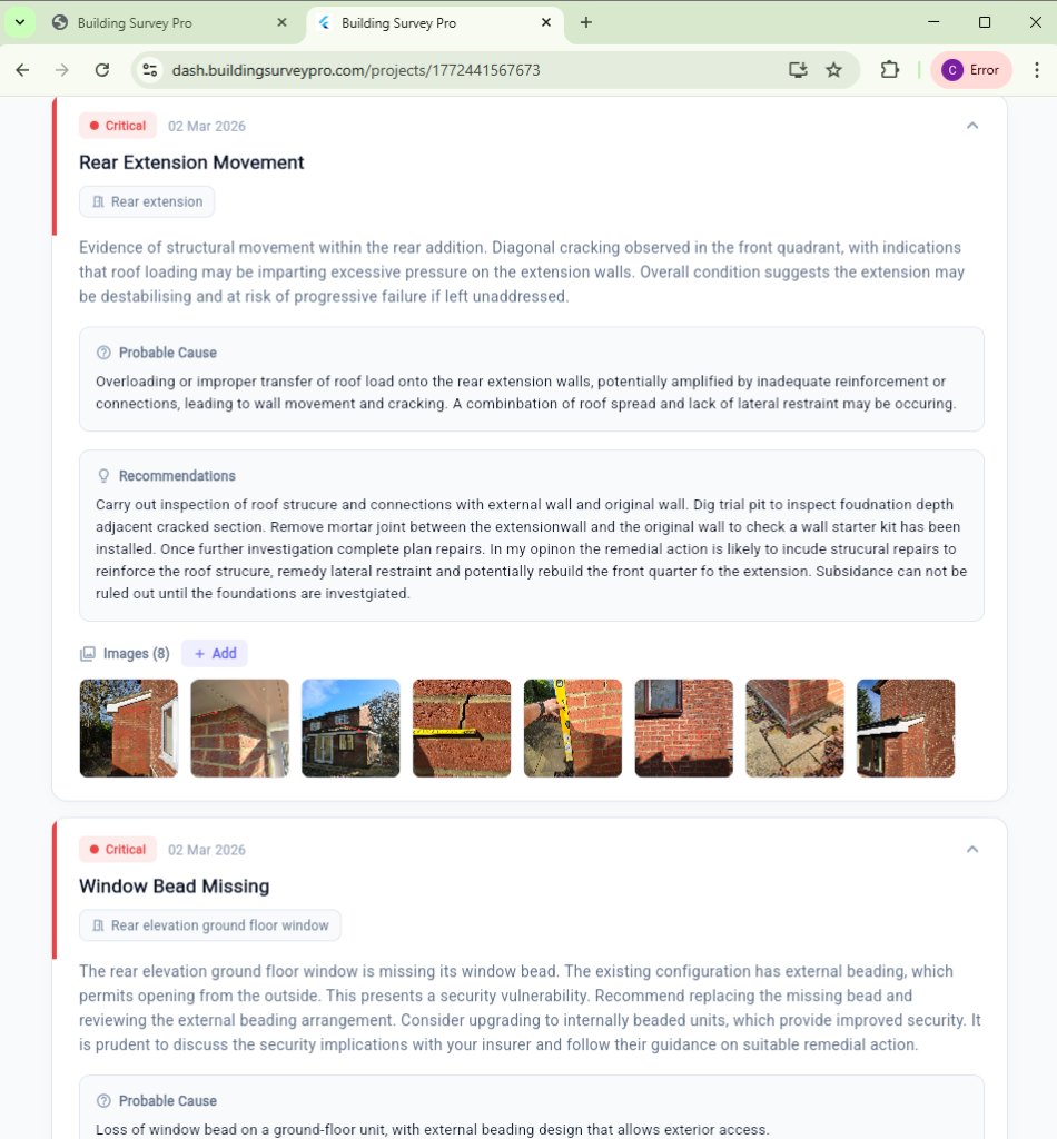 Using Building Survey Pro online on a laptop